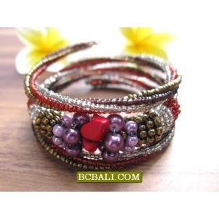 Cuff Beads Bracelets Spiral Multi Coloring Free Shipping